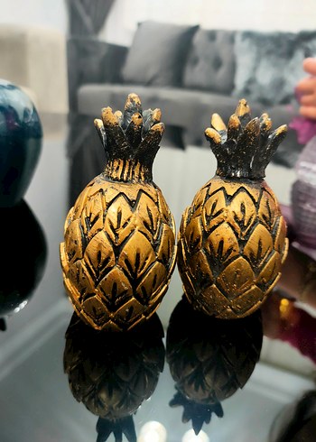 soft Altın Renkli Ananas Figürin Seti - Görsel 2