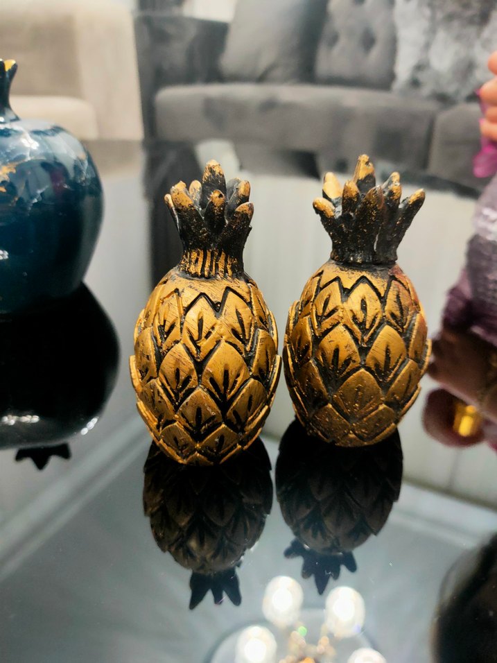 soft Altın Renkli Ananas Figürin Seti - Görsel 3