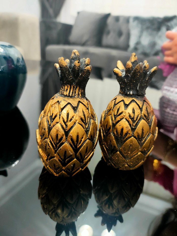 soft Altın Renkli Ananas Figürin Seti - Görsel 2