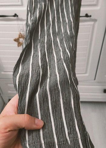 m Beden Gri Çizgili Kolsuz Uzun Kadın Tulum