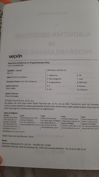 Beden Renk Algoritma Geliştirme ve Programlamaya Giriş - Fahri Vatansever S