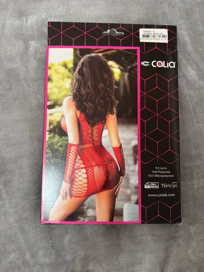 Kırmızı elbise file çorap - Görsel 2