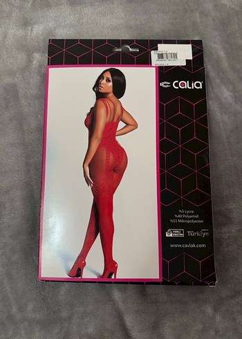 Kırmızı Desenli İnce Askılı Kadın Tulum - Görsel 2