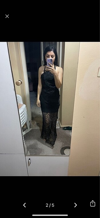 m Beden siyah Renk Zara kadın uzun güpürlü gece elbisesi