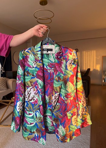 Zara Renkli Tropik Desenli Zara Blazer Ceket