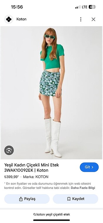 Etek çiçekli yeşil turkuaz - Görsel 6