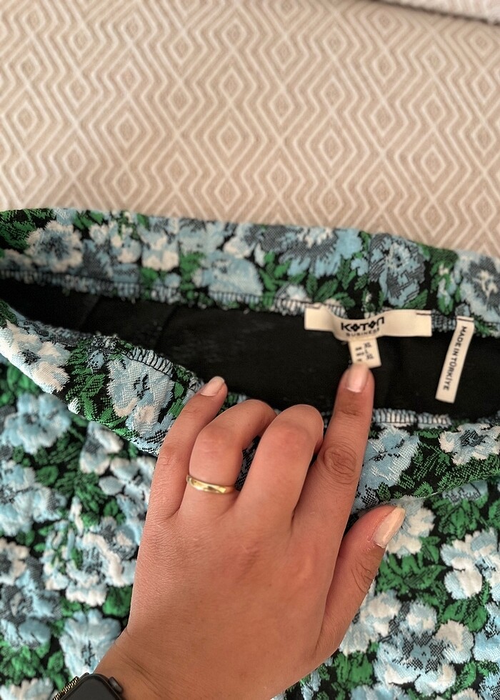 Etek çiçekli yeşil turkuaz - Görsel 4