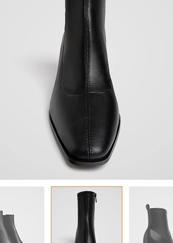 Gri Deri Kadın Ofis Botu, Kalın Topuklu - Görsel 3