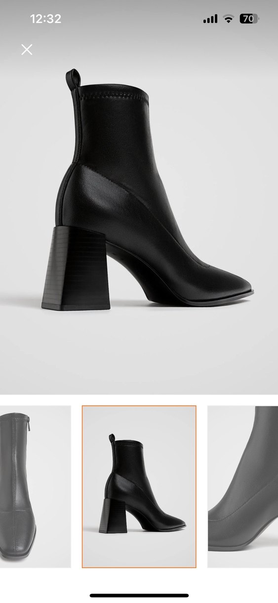 Gri Deri Kadın Ofis Botu, Kalın Topuklu - Görsel 4