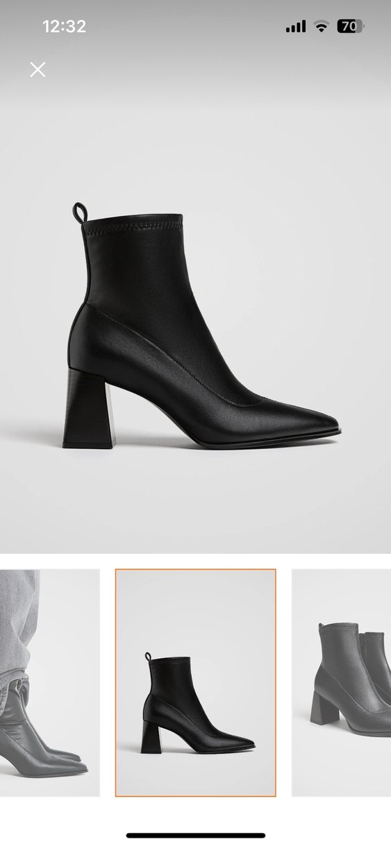 Gri Deri Kadın Ofis Botu, Kalın Topuklu - Görsel 2