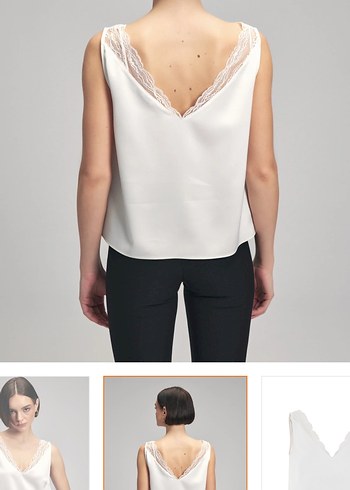 Dantel Detaylı Beyaz V Yaka Kadın Bluz - Görsel 2