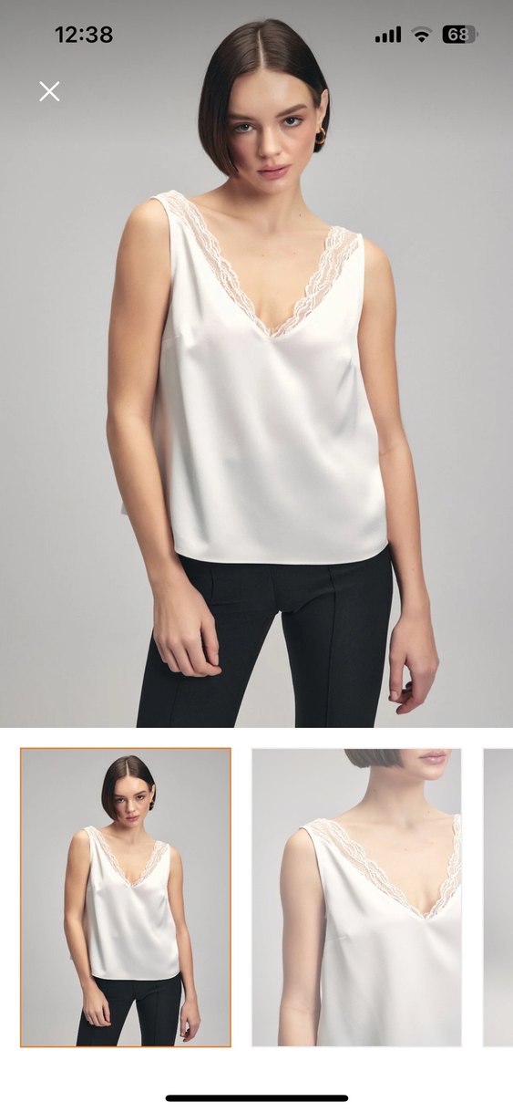 Dantel Detaylı Beyaz V Yaka Kadın Bluz - Görsel 3