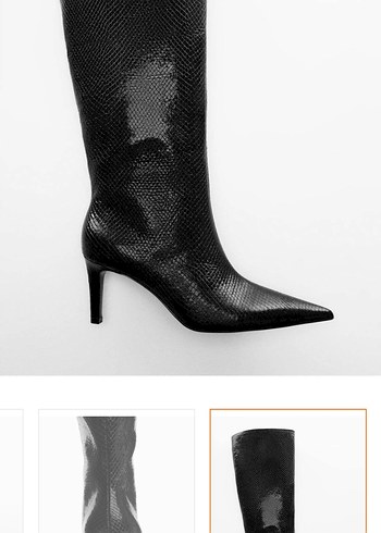 Kadın Siyah Stiletto Yılan Desenli Çizme - Görsel 2