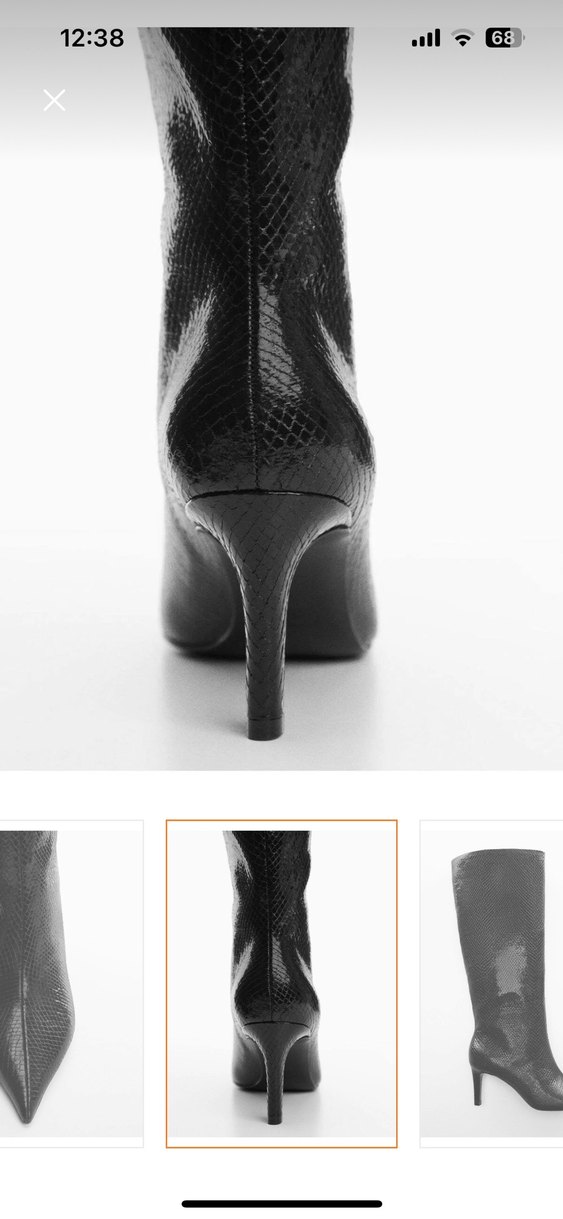 Kadın Siyah Stiletto Yılan Desenli Çizme - Görsel 3