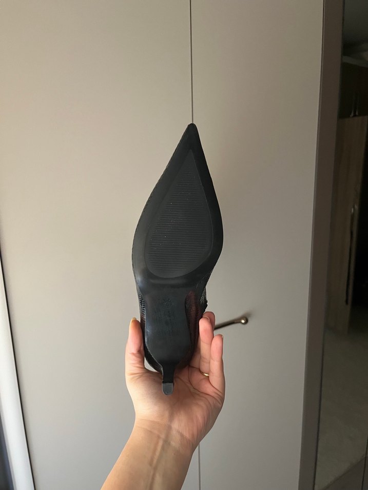 Kadın Siyah Stiletto Yılan Desenli Çizme - Görsel 5