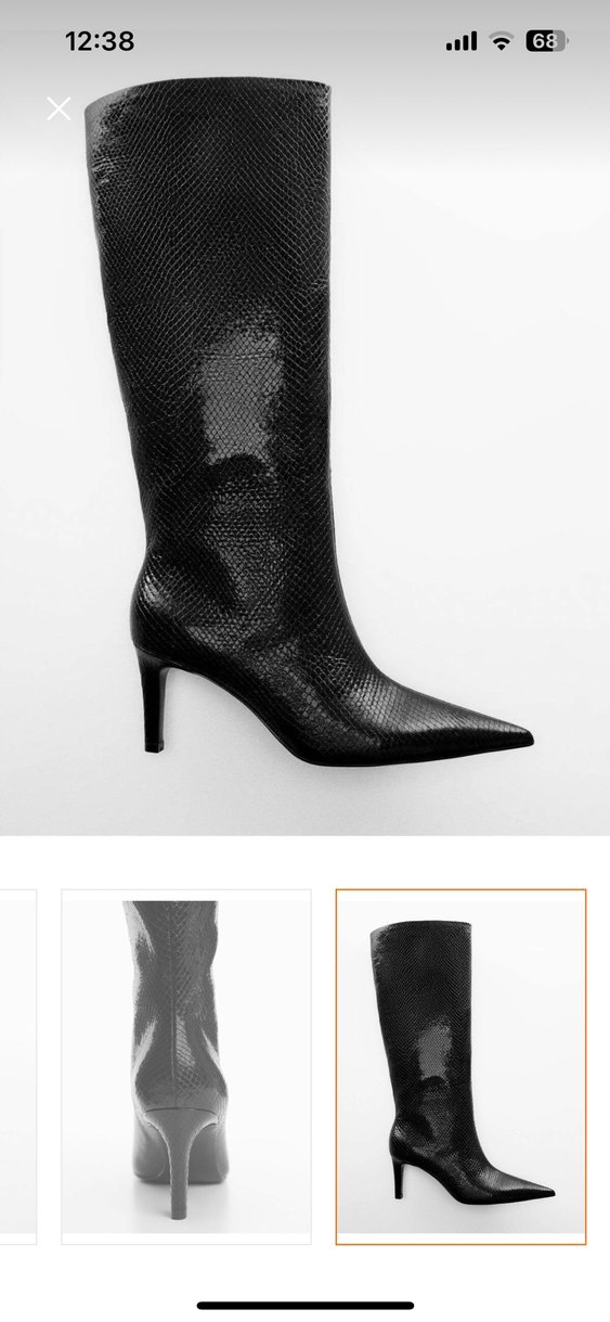 Kadın Siyah Stiletto Yılan Desenli Çizme - Görsel 2