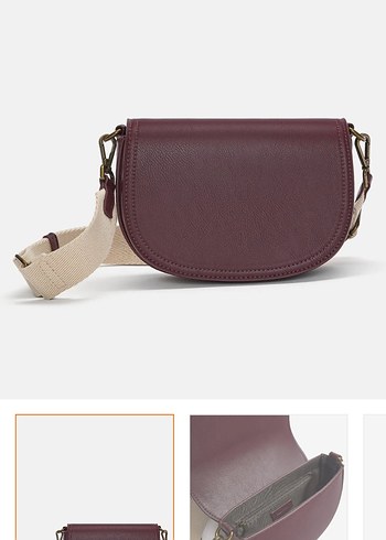 Bordo Deri Görünümlü Kadın Çapraz Çanta - Görsel 5