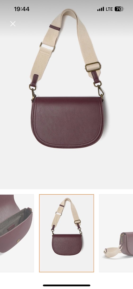 Bordo Deri Görünümlü Kadın Çapraz Çanta - Görsel 4