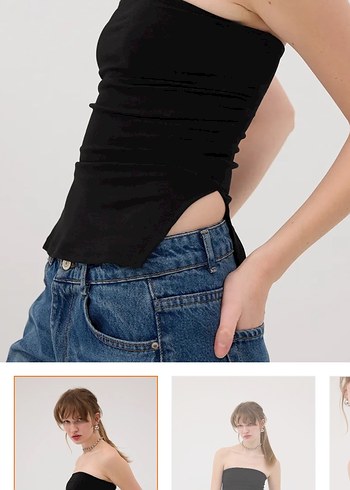 River Island Siyah Straplez Üst