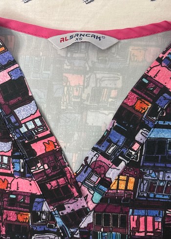 Renkli Baskılı Hemşire forma üstü V Yakalı - Görsel 2