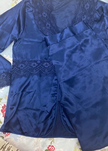 Lacivert Dantel Detaylı Kadın Pijama Takımı