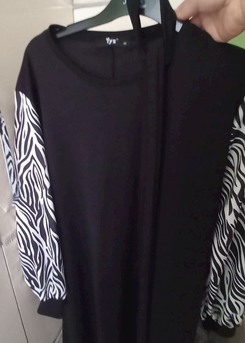 Diğer Zebra Desenli Siyah Uzun Kollu Elbise