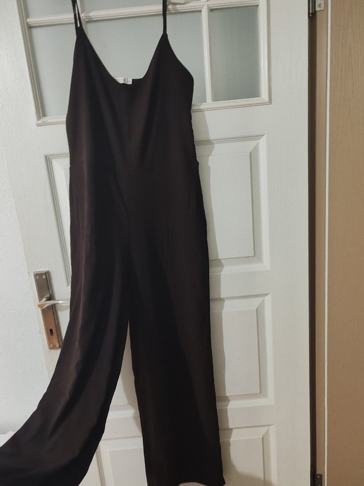 Siyah İnce Askılı Uzun Kadın Tulum - Görsel 2