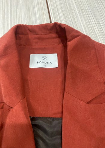 xl Beden Düğmeli Uzun Kiremit Rengi Kadın Yelek