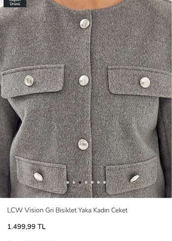 LCW Vision Gri Düğmeli Kadın Ceket - Görsel 3
