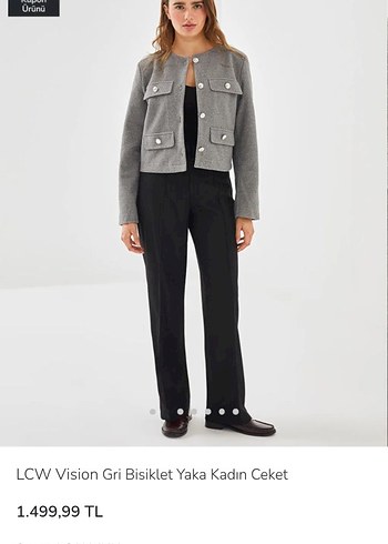 LCW Vision Gri Düğmeli Kadın Ceket - Görsel 2