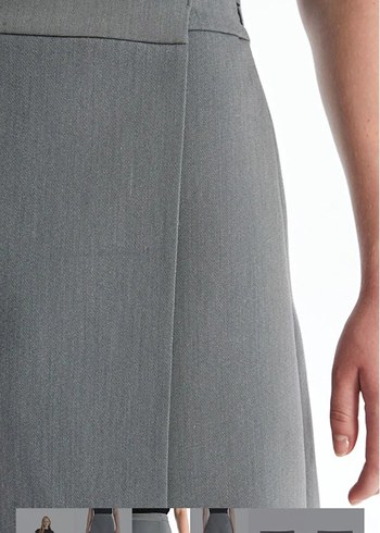 Gri Mini Etek Kadın Ofis Şıklığı - Görsel 3