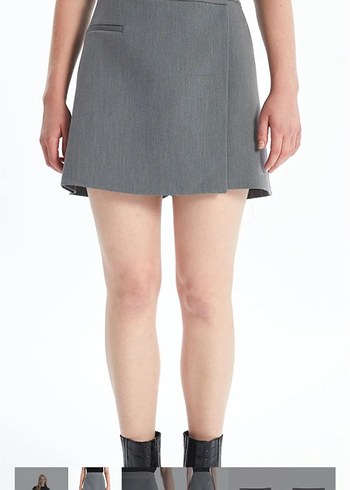 Gri Mini Etek Kadın Ofis Şıklığı - Görsel 2
