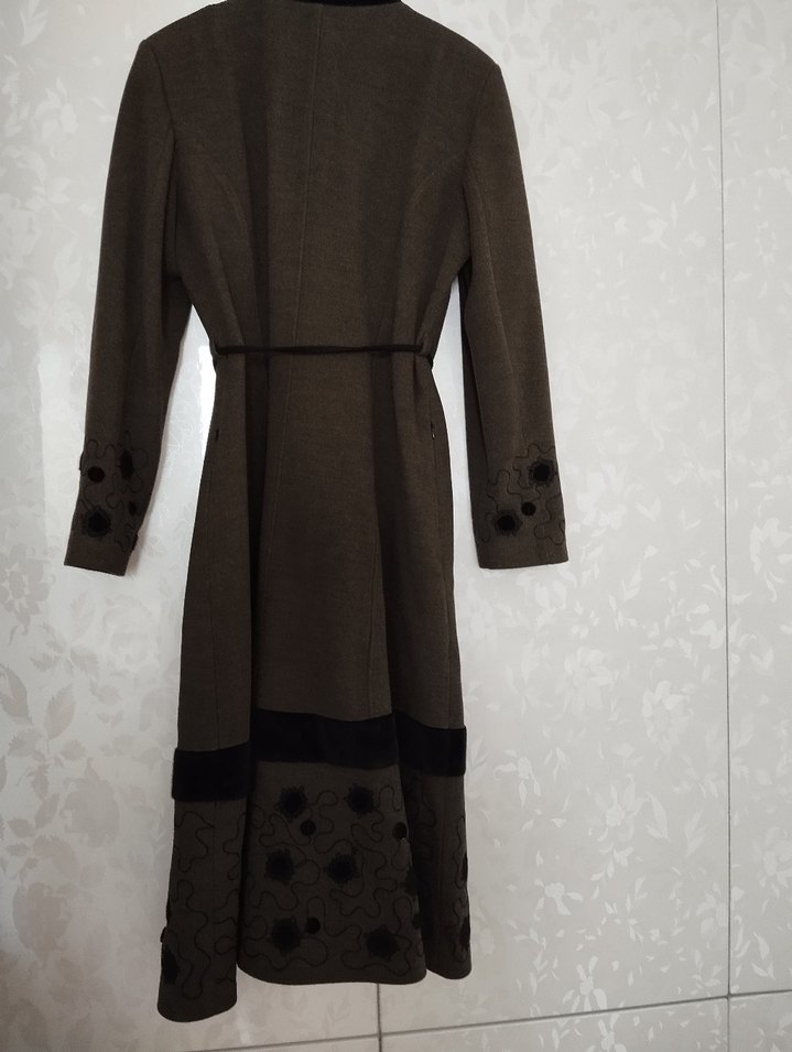 Düğmeli yesil Nakışlı Kadın Kaban - Görsel 5