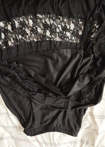 Dantel Detaylı Siyah Uzun Piliseli Etek - Görsel 5