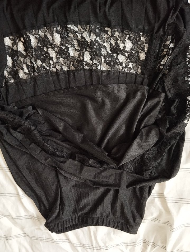 Dantel Detaylı Siyah Uzun Piliseli Etek - Görsel 5