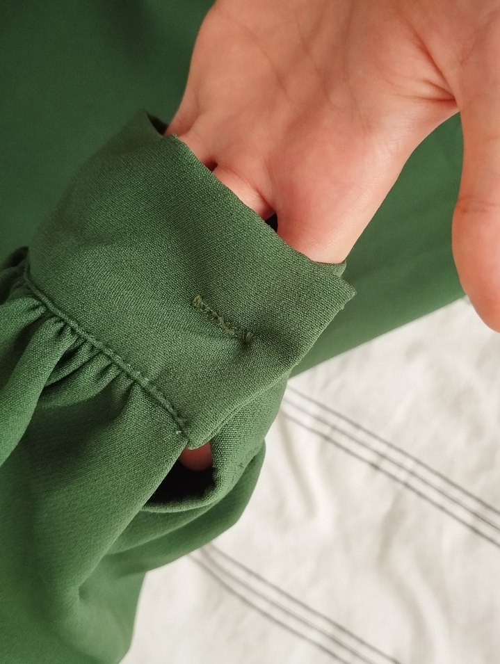 Düğmeli Yeşil Vintage Uzun Elbise - Görsel 4