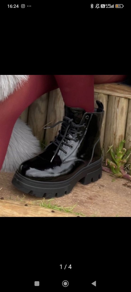 Kadın Siyah Rugan Platform Topuklu Bot - Görsel 2