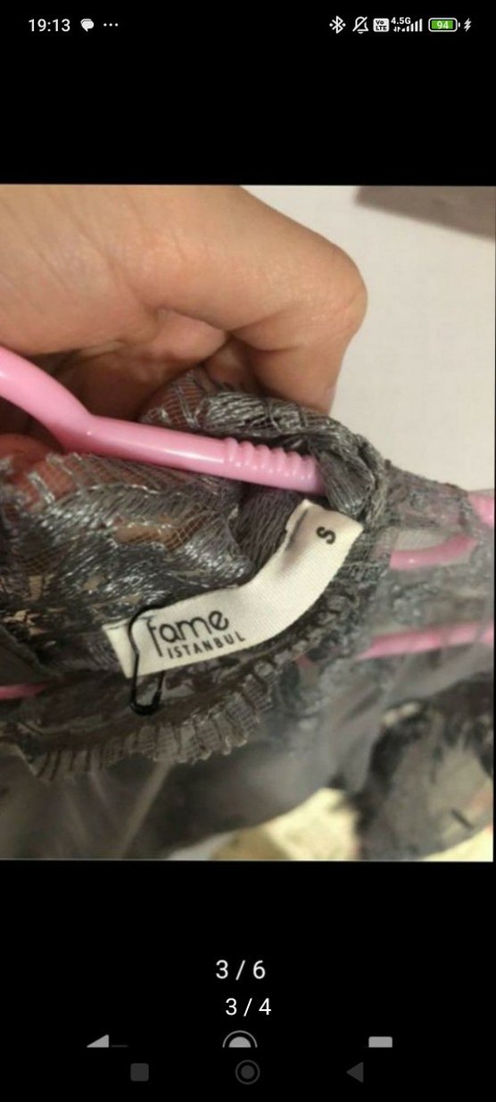 Gri Dantel İşlemeli Midi Abiye Elbise - Görsel 4