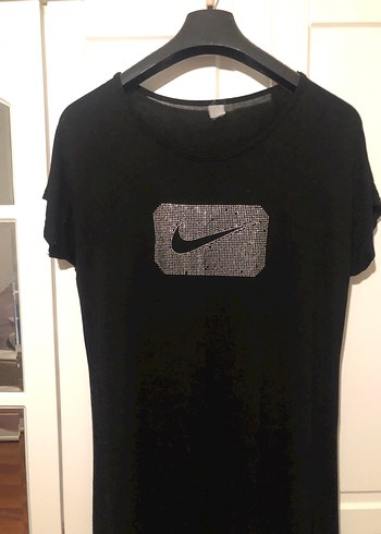 Nike Siyah Payetli Nike Midi Tişört Elbise