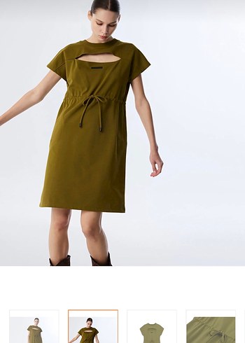 Kahverengi Kemerli Günlük Mini Elbise - Görsel 2