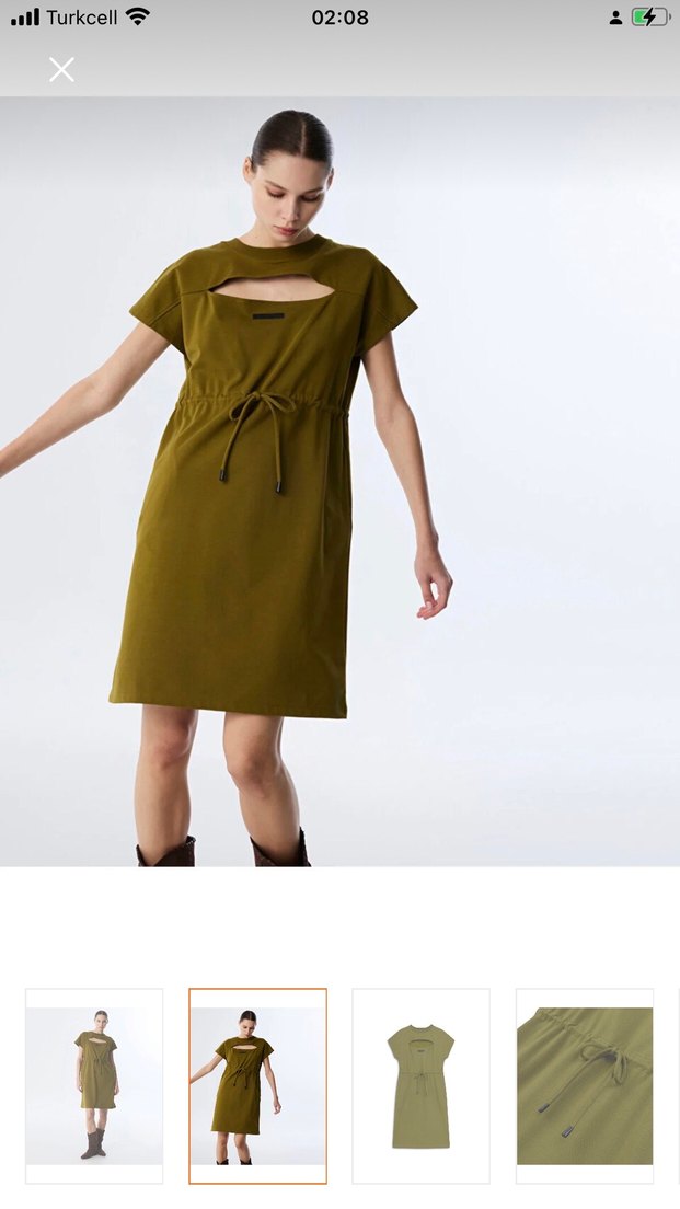 Kahverengi Kemerli Günlük Mini Elbise - Görsel 2