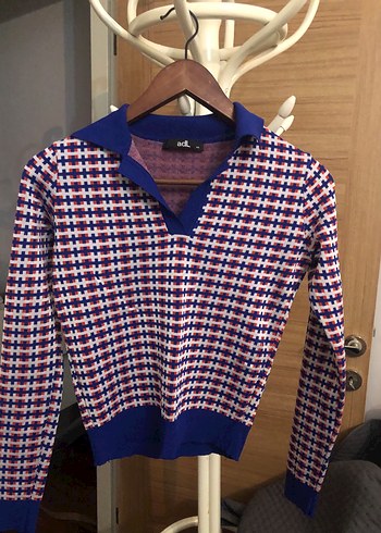 Renkli Örgü Kadın Triko Bluz - Görsel 2