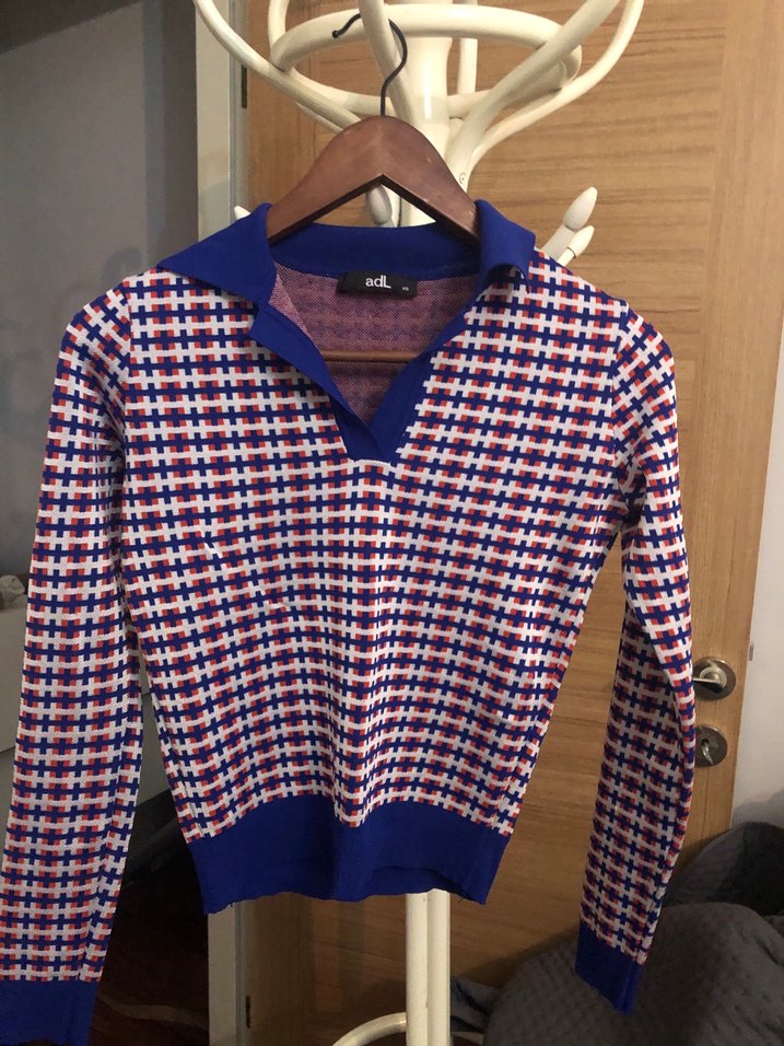 Renkli Örgü Kadın Triko Bluz - Görsel 2