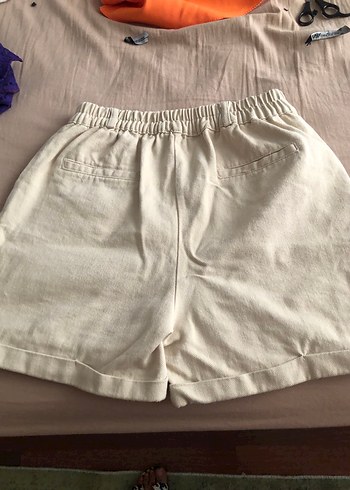 Zara Bej Keten mini şort