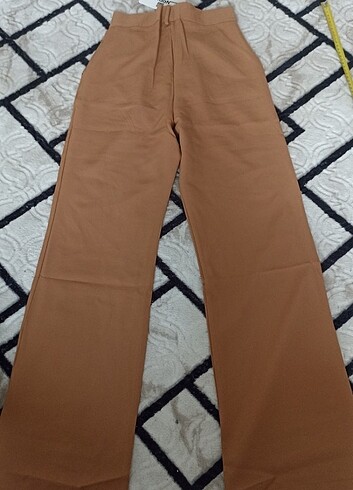 s Beden Camel kumaş pantolon wide leg