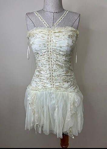 Y2k vintage dönem elbisesj - Görsel 11