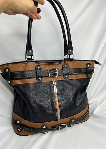 Kahverengi Tokalı Biker Deri Kadın Çanta - Görsel 2