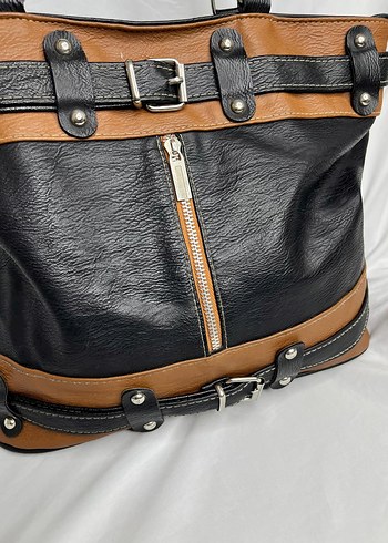 Kahverengi Tokalı Biker Deri Kadın Çanta - Görsel 7