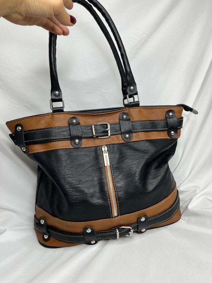 Kahverengi Tokalı Biker Deri Kadın Çanta - Görsel 4