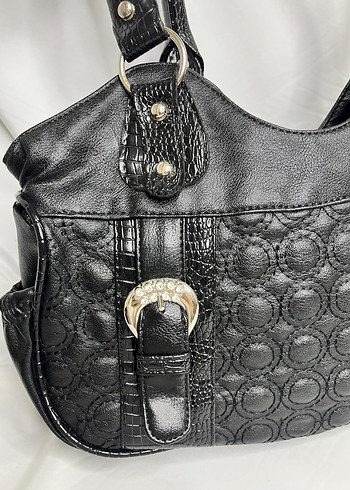Klasik Siyah Deri Gotik Kadın Çanta - Görsel 3